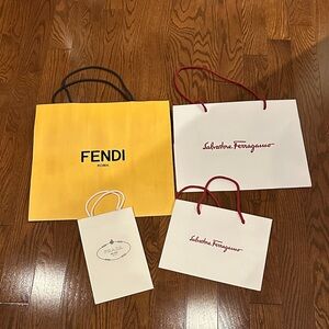 Fendi, Prada, Ferragamo paper Tote Bags -lot of 4